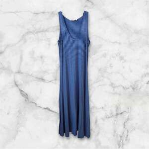 Vineyard Vines V Neck Striped Maxi Dress Tide Blue size M
